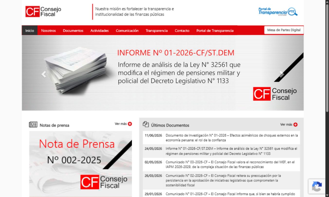 Captura de la web Consejo Fiscal del Perú